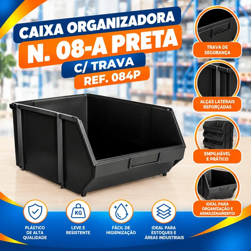 Caixa Organiz. N. 08-A Preta C/trava REF.084P Bolivar