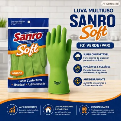 Luva Multiuso Sanro Soft ( G ) Verde (par)