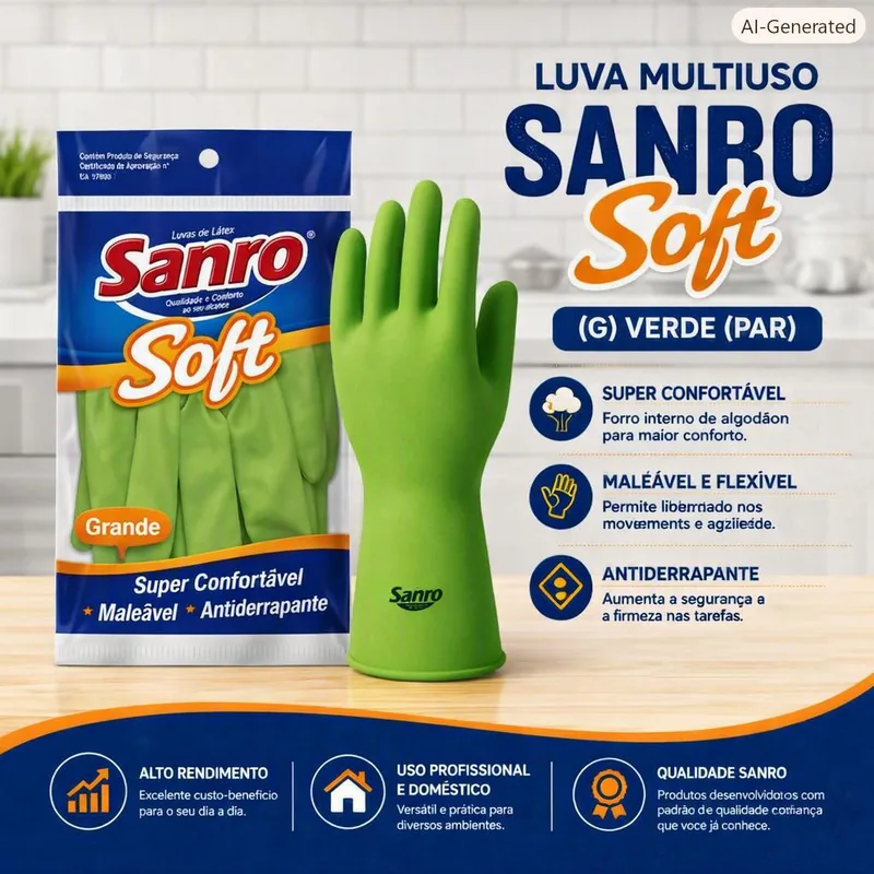 Luva Multiuso Sanro Soft ( G ) Verde (par)