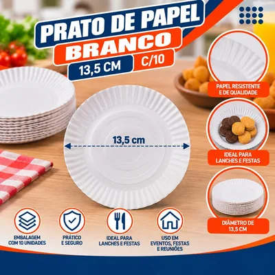 Prato Pap. Brc. 01 (13,5CM) C/10