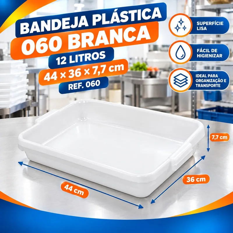 Bandeja Plast. 060 Branca( 44X36X7,7) - 12LTS Bolivar