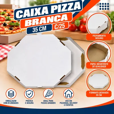 Caixa Pizza 35 Cm (oitavada) Branca C/25
