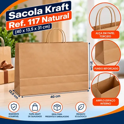 Sacola Kraft REF.117 (40X13,5X31) Natural Un