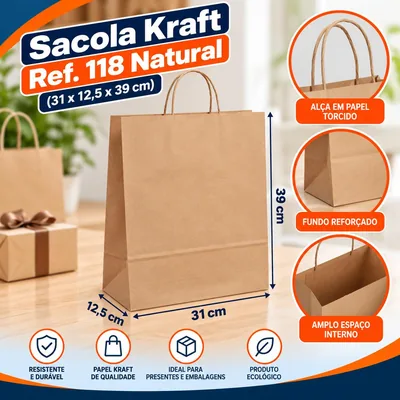 Sacola Kraft REF.118 (31X12,5X39) Natural Un