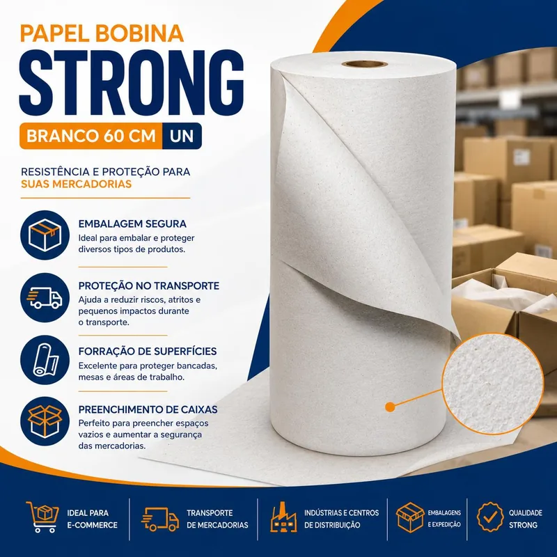 Papel Bobina Strong Branco 60 Cm Un