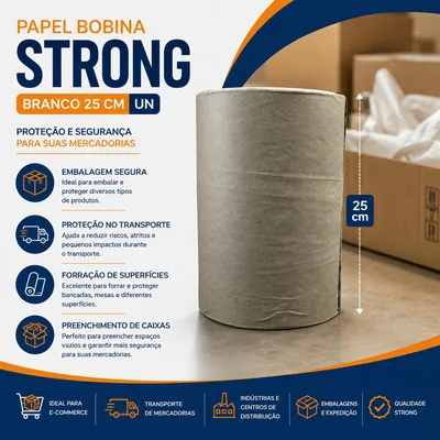 Papel Bobina Strong Branco 25 Cm Un