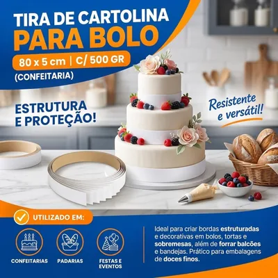 Tira de Cartolina P/bolo 80X5 Cm. C/500 Gr.