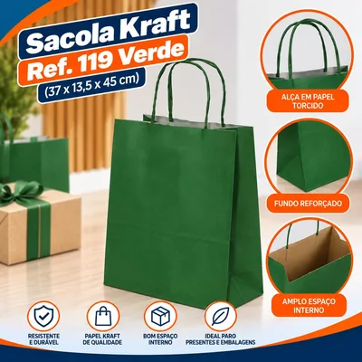 Sacola Kraft REF.119 (37X13,5X45) Verde Un