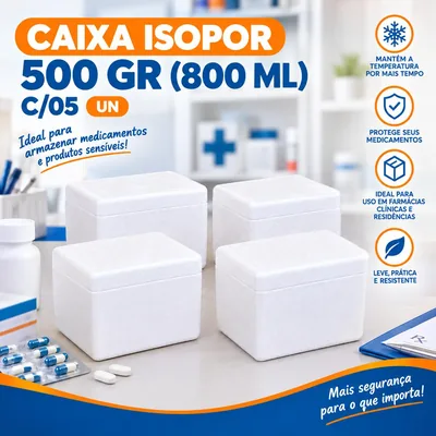 Caixa Isopor 500 Gr (800 Ml) C/05
