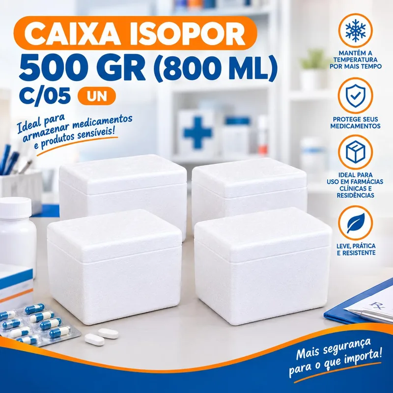 Caixa Isopor 500 Gr (800 Ml) C/05