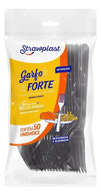 Garfo Refeicao Master Preto Strawplast (GSP-543) C/50