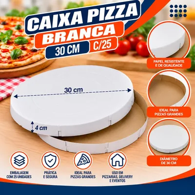 Caixa Pizza 30 Cm Branca C/25
