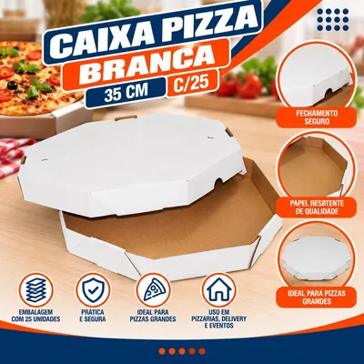 Caixa Pizza 35 Cm Branca C/25