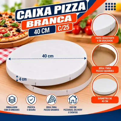 Caixa Pizza 40 Cm Branca C/25