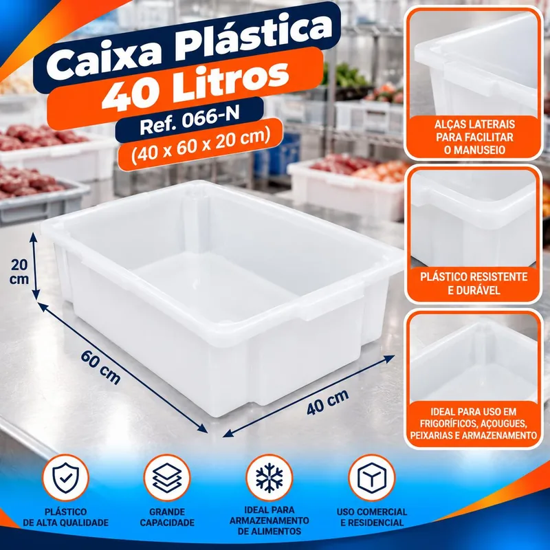 Caixa Plast. 040 L. Natural (frigor.) (40X60X20) REF.066-N Bolivar