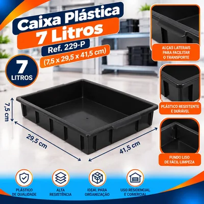 Caixa Plast. 007 Lt. Preta (7,5X29,5X41,5) REF.229-P Bolivar