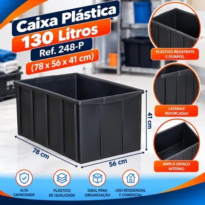 Caixa Plast. 130 L.preta (78X56X41) Ref. 248-P Bolivar