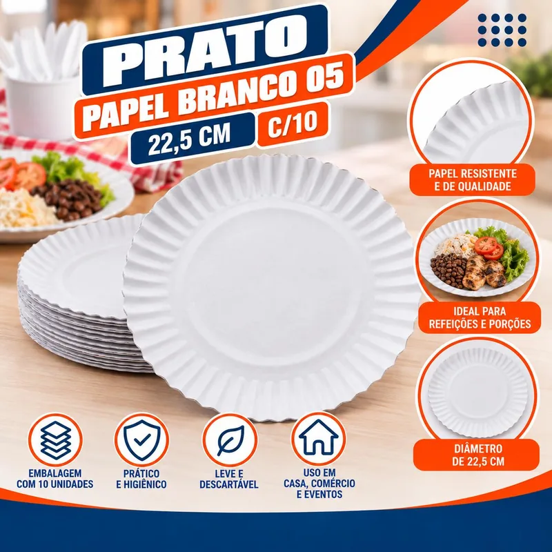 Prato Pap. Brc. 05 (22,5CM) C/10
