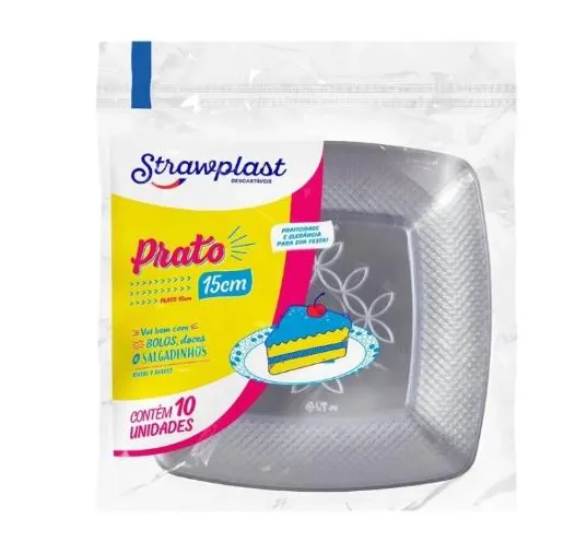 Prato Cristal Quadrado 15X15 Cm Strawplast C/10