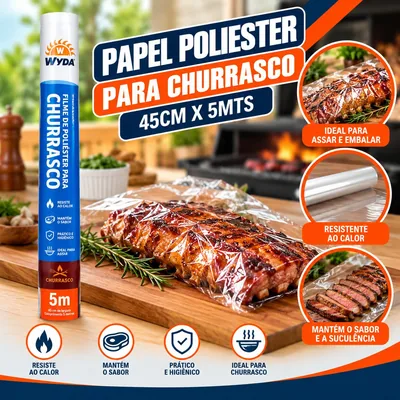 Papel Poliester p/ Churrasco (12) 45CMX5MTS