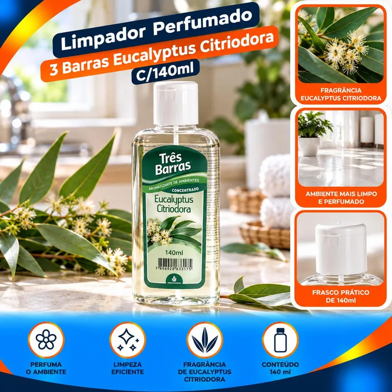 Limpador Perf. 3 Barras Eucalyptus Citriodora C/140ML