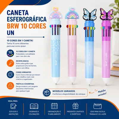 Caneta Esferografica Brw 10 Cores 0.7MM (155643) Un