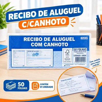 Recibo de Aluguel C/canhoto 50FLS (10050) C/01