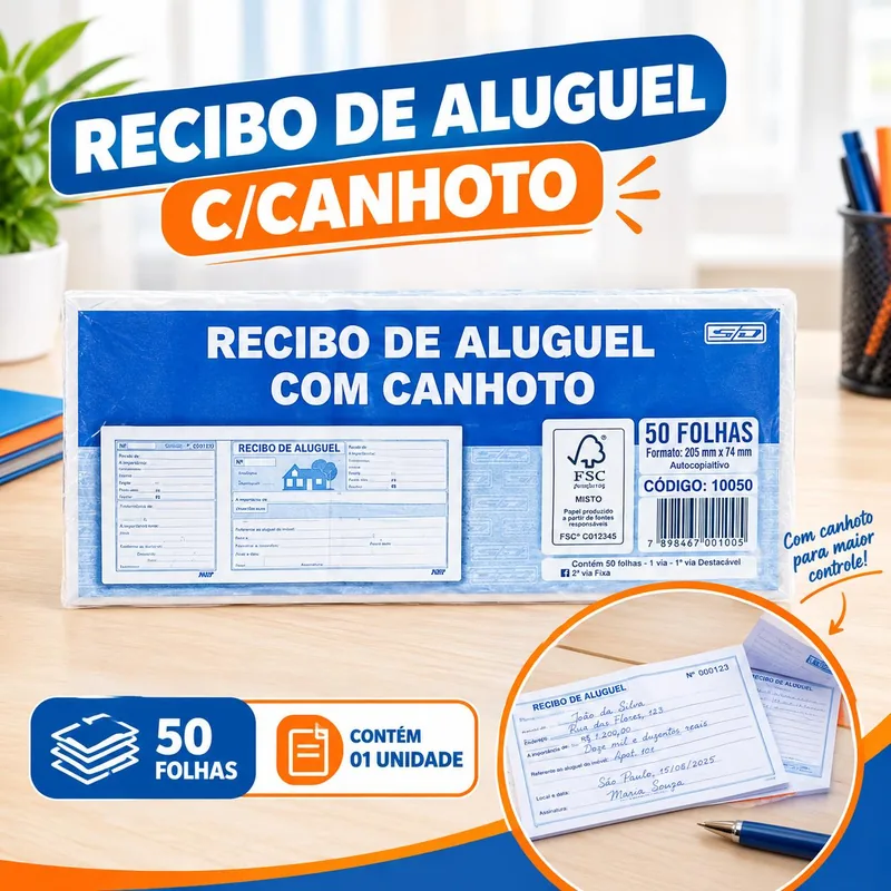 Recibo de Aluguel C/canhoto 50FLS (10050) C/01