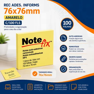 Rec Ades. Informs 76X76 Amarelo C/100FLS (42624/27029)