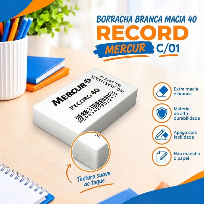 Borracha Branca Macia 40 Mercur c/ 01