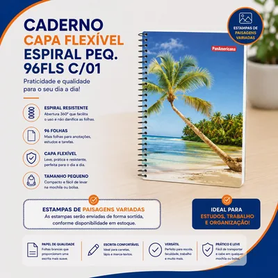 Caderno Capa Flexivel Espiral Peq. 96FLS C/01 (127232)