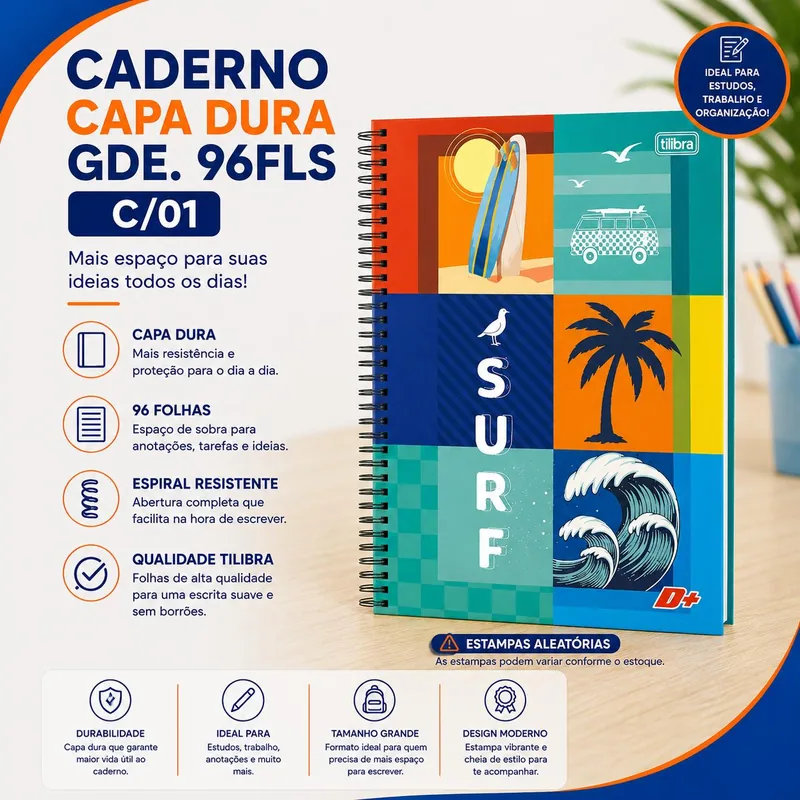 Caderno Capa Dura Gde. 96FLS C/01 (24852/24166)