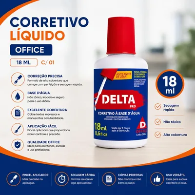 Corretivo Liq. Delta Office 18 Ml (24921) c/ 01