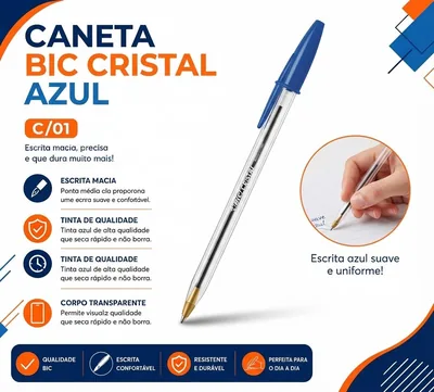 Caneta Esf.bic Cristal Azul (341) c/ 01 (341)