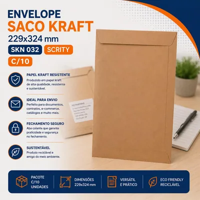 Envelope Saco Kraft 229X324 Skn 032 Scrity (6824) c/ 10