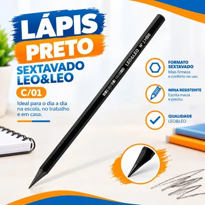 Lapis Preto Sextavado Leo&leo C/01