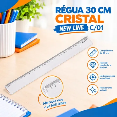 Regua 30 Cm Cristal New Line C/01 (83848)