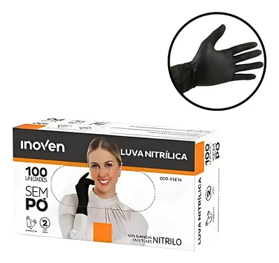 Luva Nitrilica Preta - M - C/100