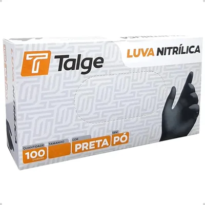 Luva Nitrilica Preta - G - C/100