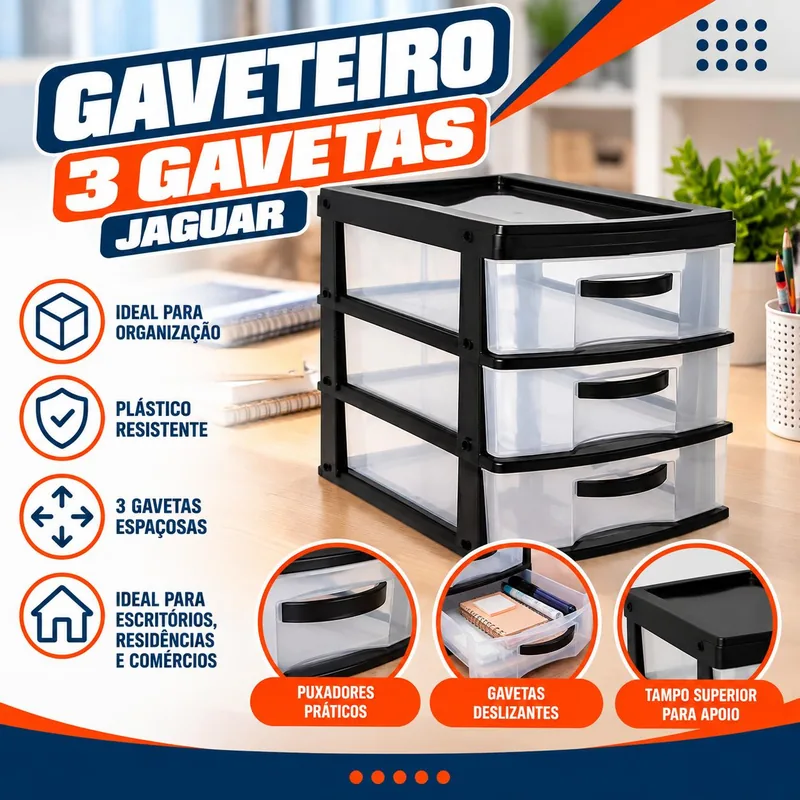 Gaveteiro 3 Gavetas Jaguar (1717)