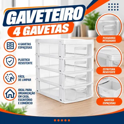 Gaveteiro Branco 4 Gavetas Jaguar (2044)