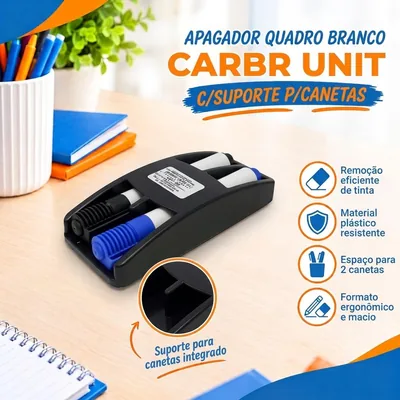 Apagador Quadro Branco C/suporte P/canetas Carbr Unit (83617)