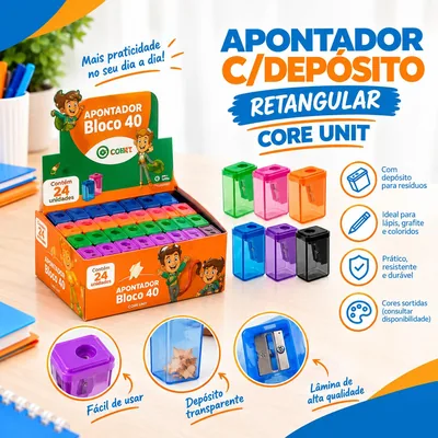 Apontador C/dep. Leo&leo 4531 Retangular Core Un
