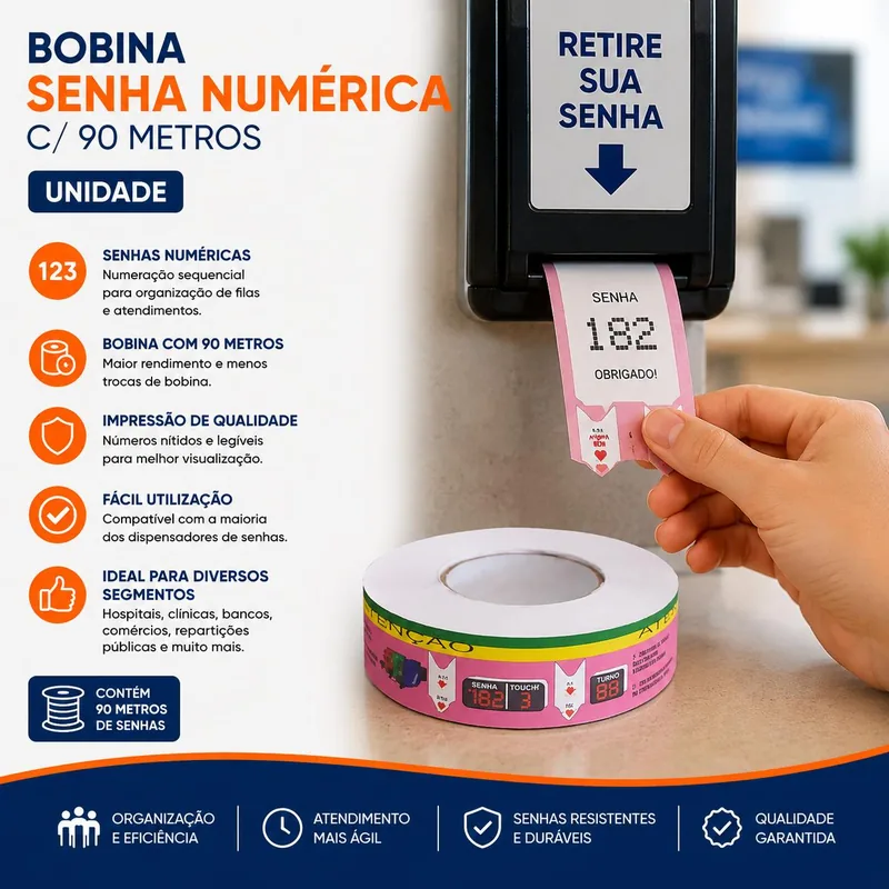 Bobina Senha Numerica Mac Len C/90 Metros Unit (127175)
