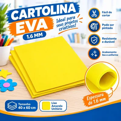 Cartolina Eva 1.6 40X60 Liso Amarelo Unit (90688)