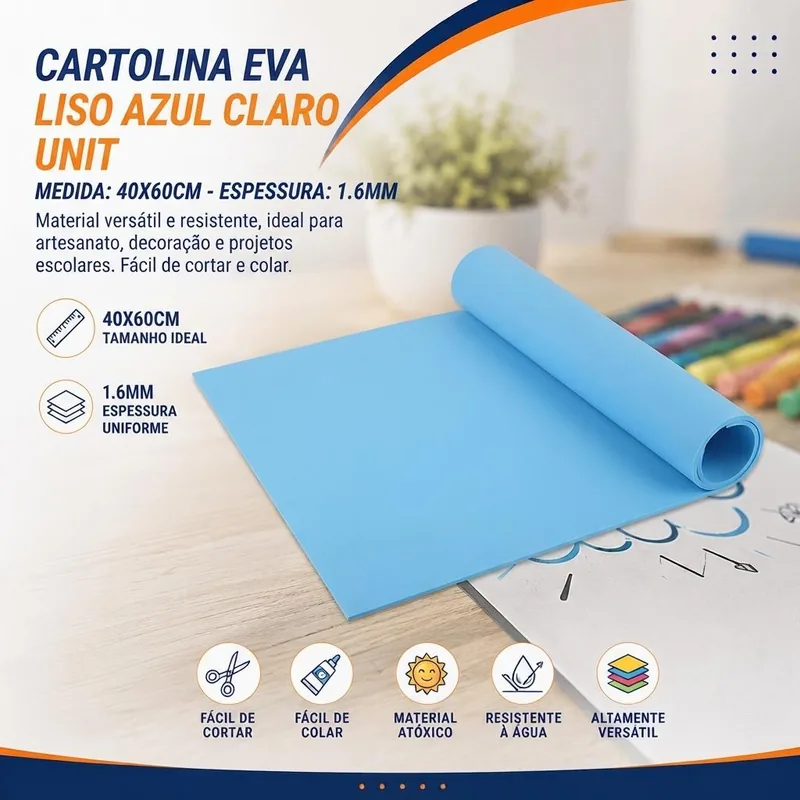 Cartolina Eva 1.6 40X60 Liso Azul Claro Unit