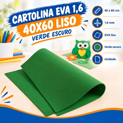 Cartolina Eva 1.6 40X60 Liso Verde Escuro Unit (90701)