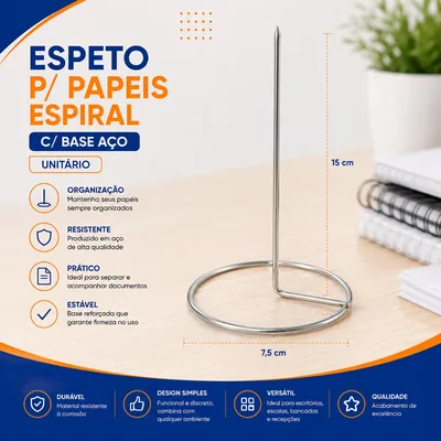 Espeto P/papeis Cavia Espiral C/base Aco (90070) Unit