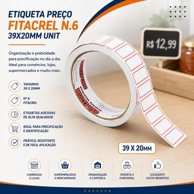 Etiqueta Preco Fitacrel N.6 39X20MM (63874) Unit