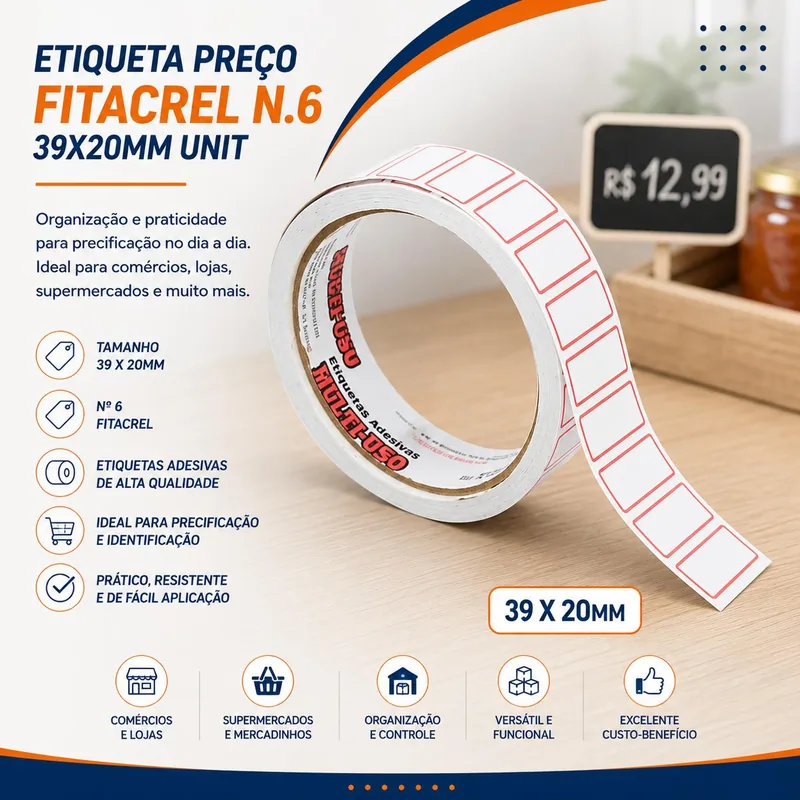 Etiqueta Preco Fitacrel N.6 39X20MM (63874) Unit